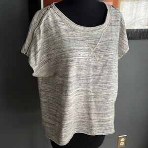 Marc New York gray sleeveless dropped zipper shoulder raw edge boxy sweatshirt